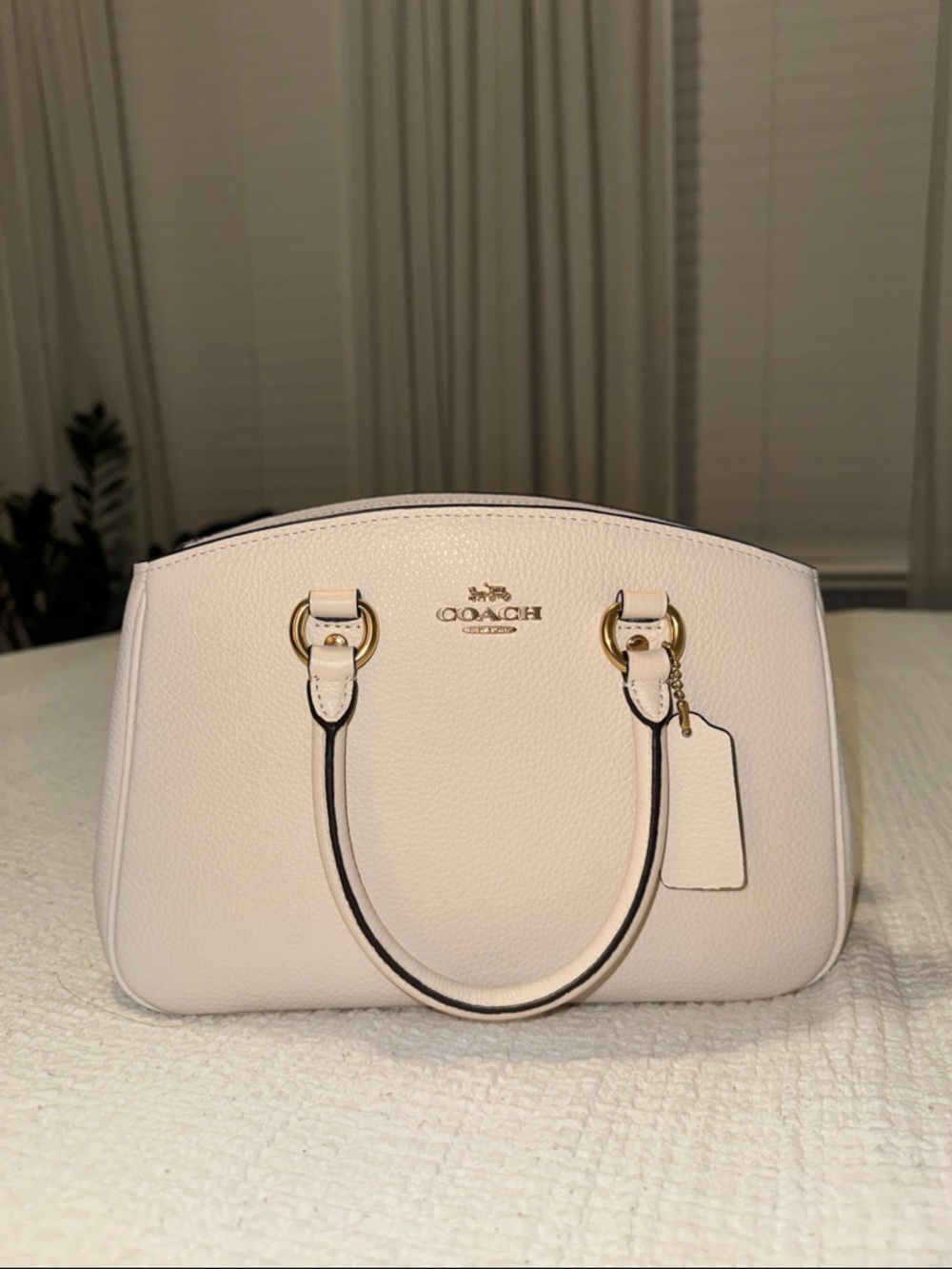 Coach Pebbled Leather Satchel - Light Cream